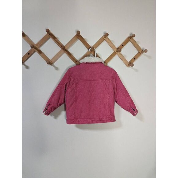 Kids Pink Corduroy Sherpa Lined Button Down Jacket - Size 4T - Picture 3 of 5